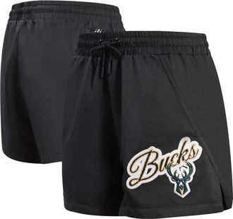 Pro Standard Womens Pro Standard Black Milwaukee Bucks Script Woven Shorts at Nordstrom, Size X-Large