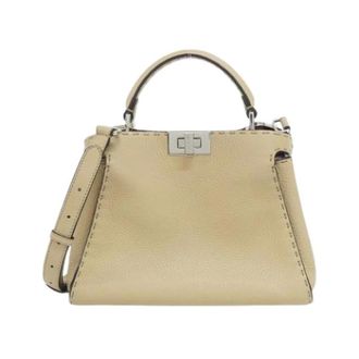 Fendi Pre-owned Peekaboo Handbag - Dames - Pre-owned - Beige - Maat: ONE Size Leer