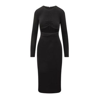 Dsquared2 Elegante Viscose Midi Jurk - Dames - Casual kleedjes - Zwart - XS - Leer - Kleedjes
