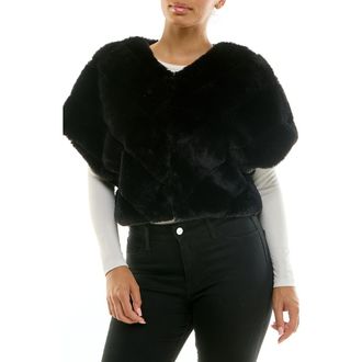 Nina Leonard Faux Fur Capelet in Black at Nordstrom Rack, Size X-Large