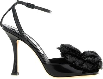 Jimmy Choo London Black Leather Stiletto Heel Womens Sandals