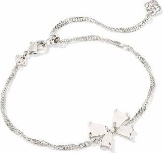 Kendra Scott Womens Blair Bow Small Chain Rhodium Bracelet In Iridescent Drusy
