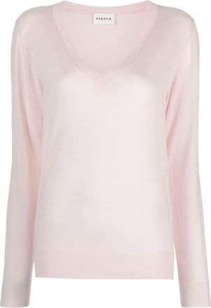P.A.R.O.S.H. fine-knit V-neck top - women - Cashmere/Wool/Silk - M - Pink