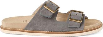 Brunello Cucinelli Sandali slides in pelle scamosciata - Grigio