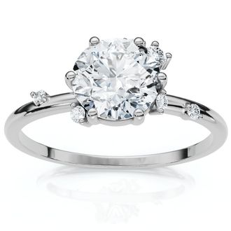 Pompeii3 1Ct Diamond Flame Engagement Ring 14k Gold Lab Grown EF/VS