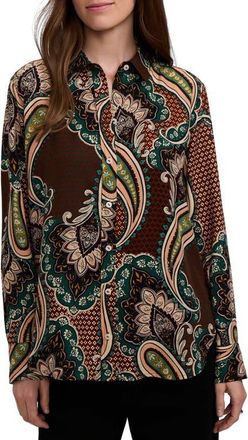Foxcroft Meghan Paisley Print Button-Up Shirt in Red/multi at Nordstrom, Size X-Small