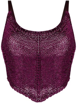Forte_Forte cropped crochet top - women - Polyamide/Viscose - III - Purple