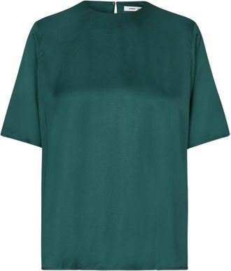 Sams&oslash;e & Sams&oslash;e Relaxed Top met Korte Mouwen en Keyhole-detail - Dames - T-shirts - Groen - S - Tops