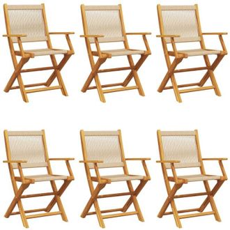 vidaXL Sillas De Jard&iacute;n Plegables 6 Uds Madera Maciza Acacia Beige Vidaxl