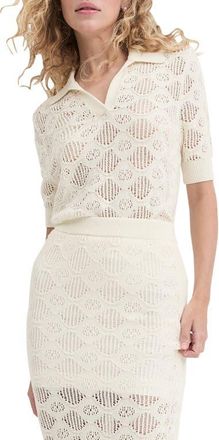 Favorite Daughter The Courtside Open Stitch Polo Sweater in Ivory at Nordstrom, Size X-Small