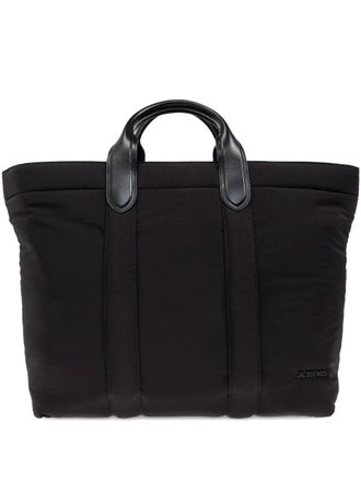 Jacquemus The Bambino padded leather-handle tote bag - men - Polyamide - One Size - Black