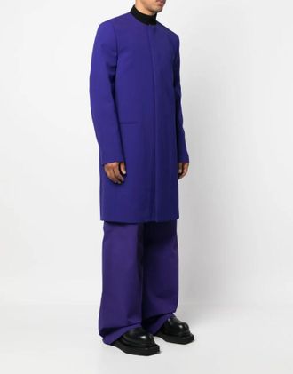 Off-white Mens Wave Tag Dry Wool Skate Coat Purple Clothing > & Jackets