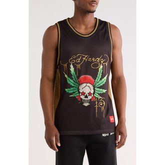 Ed Hardy Rhinestone Skull Graphic Jersey in Black at Nordstrom Rack, Size Xx-Large