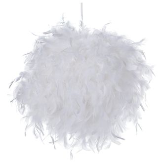 Beliani L&aacute;mpara Colgante De Plumas Blancas Forma Redonda Estilo Glam Moderno Drava