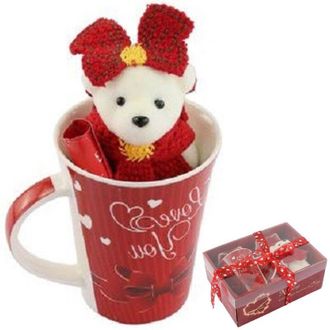 Trade Shop Trade Shop - Tazza Con Peluche Orsetta Bianca In Confezione Regalo Per San Valentino 63299