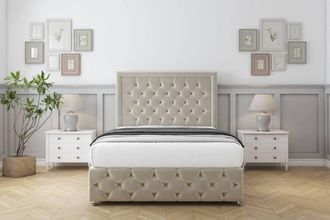 Comfort Beds Winchester Plush Divan Set 2 Drawers-26 Headboard-Footboard in Cream | Size: Single