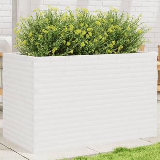 vidaXL Jardinera Madera Maciza De Pino Blanco 110x60x68,5 Cm Vidaxl