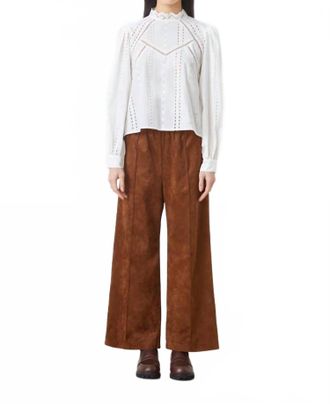 Suncoo Johan Wide Leg Vegan Suede Pants In Chocolate