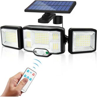 OEM Aplique Solar De Pared Para Exteriores, Luminaria Led De 3 Cabezales Con 192 Led, Sensor De Movimiento, Foco De Seguridad, Resistente Al Agua Ip65 [cl