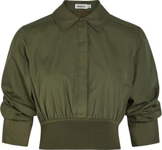 SIMKHAI Stiles Cotton-poplin Cropped Shirt - Khaki - XL (UK16 / XL)