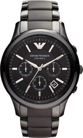 Emporio Armani Mens Ceramic Chronograph Watch AR1452 - Black Metal - One Size