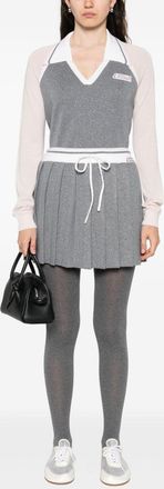 Casablanca Womens Long-sleeved Merino Wool Tennis Polo - Light Grey - Size X-Small