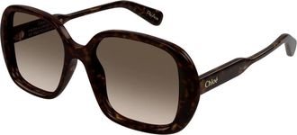 Chlo&eacute; Havana/Bruin Getinte Zonnebril - Dames - Zonnebrillen - Veelkleurig - 55 MM - Accessoires