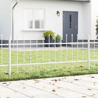 Berkfield Home Garden Fence with Spiky Top - White, 8.5 x 0.6 m Steel in White
