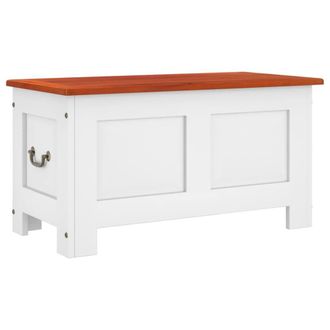 Berkfield Home Storage Chest with Lid Brown & White Solid Wood Acacia