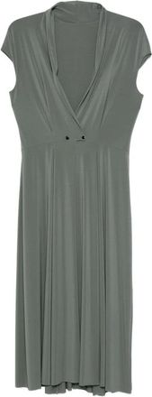 Alberta Ferretti V-neck Jurk met Plooidetail - Dames - Casual kleedjes - Groen - M - Spandex - Kleedjes