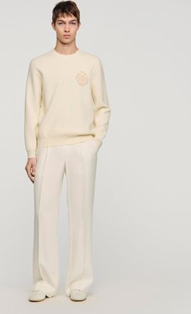 Sandro Crochet flower knit sweatshirt