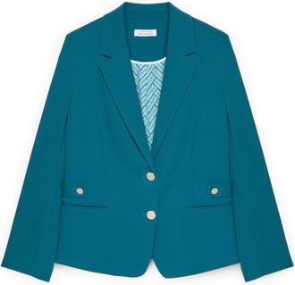 Fiorella Rubino Cropped Blazer - Dames - Blazers - Blauw - 2XL - Polyester - Jassen
