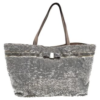 Ferragamo Pre-owned Leather totes - Dames - Vintage Shopper - Grijs - ONE Size - Nylon - Vintage