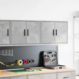 Berkfield Home Durable Garage Wall Cabinets 2 pcs Concrete Grey Engineered Wood