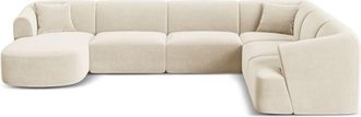 Cosmopolitan Design Sof&aacute; esquinero panor&aacute;mico izquierdo 7 plazas terciopelo beige claro