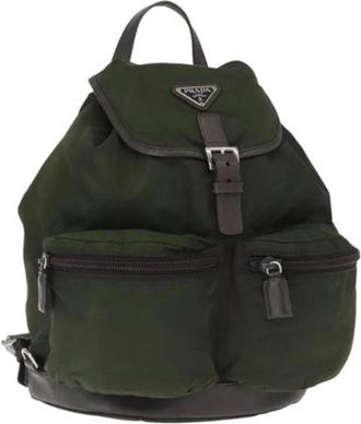 Prada Pre-owned Nylon Rugzak - Dames - Vintage Rugzakken - Groen - ONE Size - Nylon - Vintage