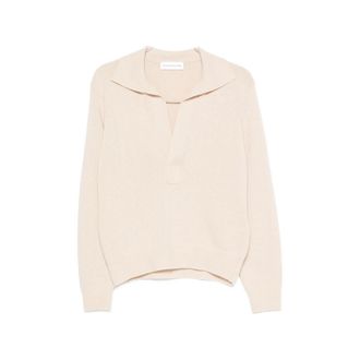 Victoria Beckham Polo-collar V-neck Wool Sweater
