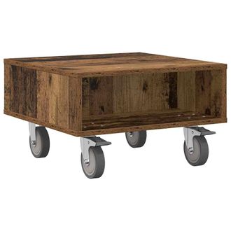 vidaXL Mesa Lateral Con Ruedas Madera Vieja 50,5 X 50 X 30 Cm Vidaxl