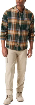 G.H. Bass & Co. Outdoor Flannel Shirt Mens Med Brown Plaid Long Sleeve Button Up FTS162