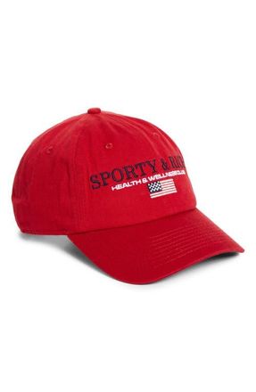 Sporty & Rich Nautical Embroidered Baseball Cap in Ruby at Nordstrom