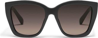 Quay See Ya 56mm Gradient Square Sunglasses in Black/smoke Taupe at Nordstrom