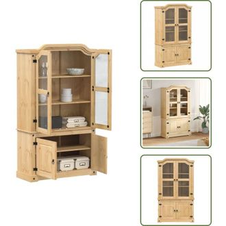 vidaXL The Living Store Vetrina Corona 103,5x42x180 cm in Legno Massello di Pino - Vetrina in pino