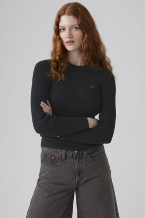 Levi's Su&eacute;ter acanalado de cuello redondo - Mujer - XS - Negro / Anthracite Night Rib