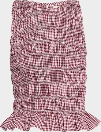 Faithfull The Brand Heidi Gingham Smocked Top