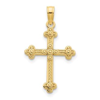 Diamond2Deal 14k Yellow Gold Fancy Cross Pendant