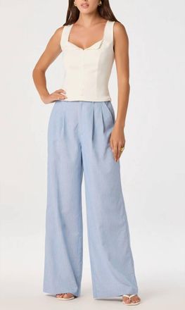 Astr Linsey Wide Leg Pants In Blue/white Pinstripe