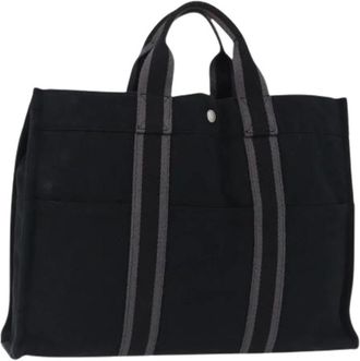 Herm&egrave;s Pre-owned Vintage Canvas Tote Bag - Dames - Vintage Shopper - Zwart - ONE Size - Vintage