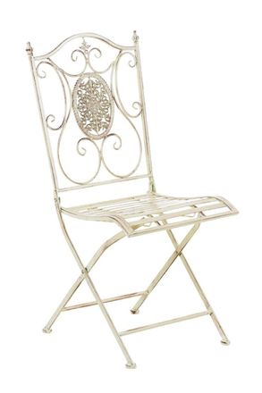 Clp Silla de exterior plegable en Metal Crema antiguo