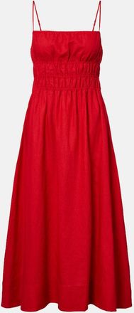 Staud Ayla shirred linen midi dress