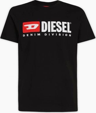 Diesel Mens T-BOX Embroidered Logo Cotton Black T-Shirt - Size: 34